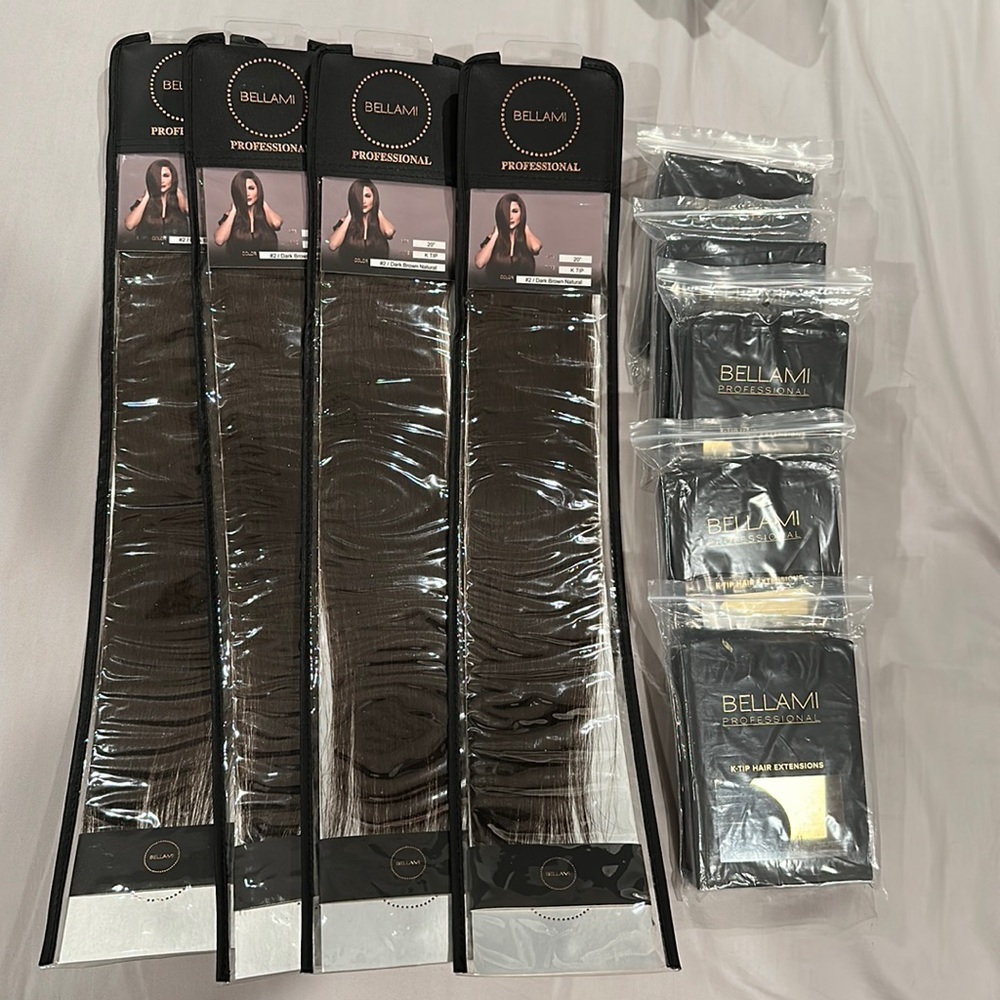 9 packs Bellami K-tip 20 inches dark brown color #2 (brand new!)